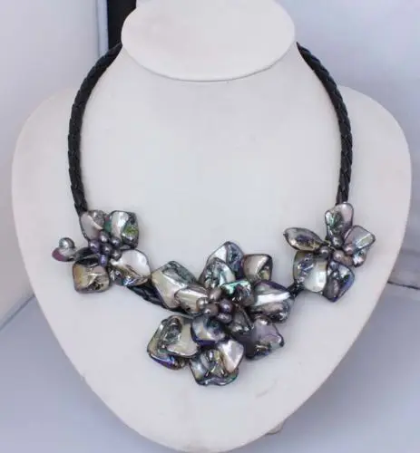 

Fashion Manual Handcraft Shell Flower with freshwater pearl necklace 18 5.27