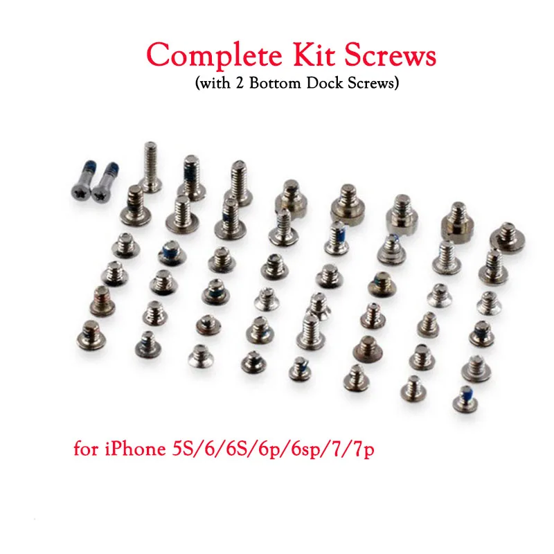 

Complete Kit Screws Full Set with 2 Bottom Dock Screw Replacement for iPhone 5s 6 6s 6 plus 6s plus X 7 plus Mobile Accessories