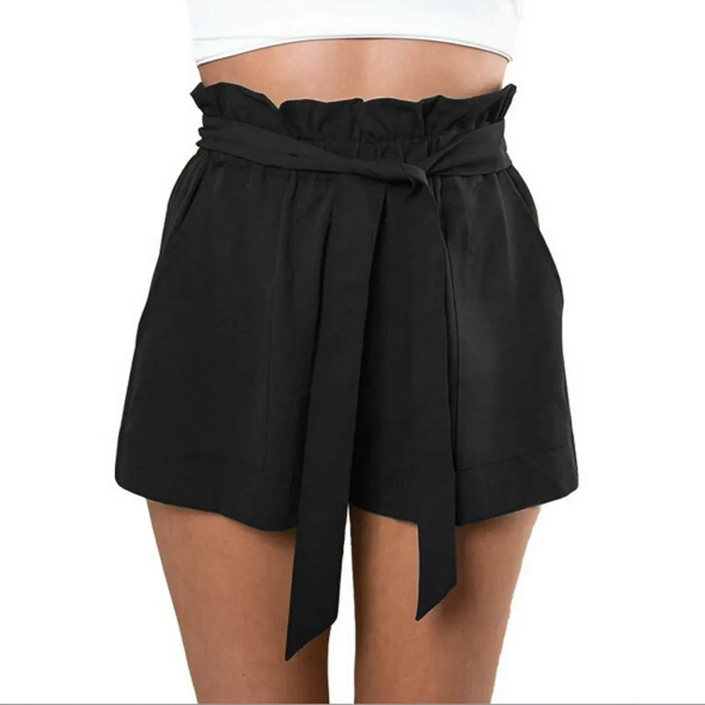 D061 Black INDJXND Горячие Модные женские сексуальные шорты летние повседневные шорты с высокой талией короткие пляжные шорты с бантом брюки - Цвет: D061 Black