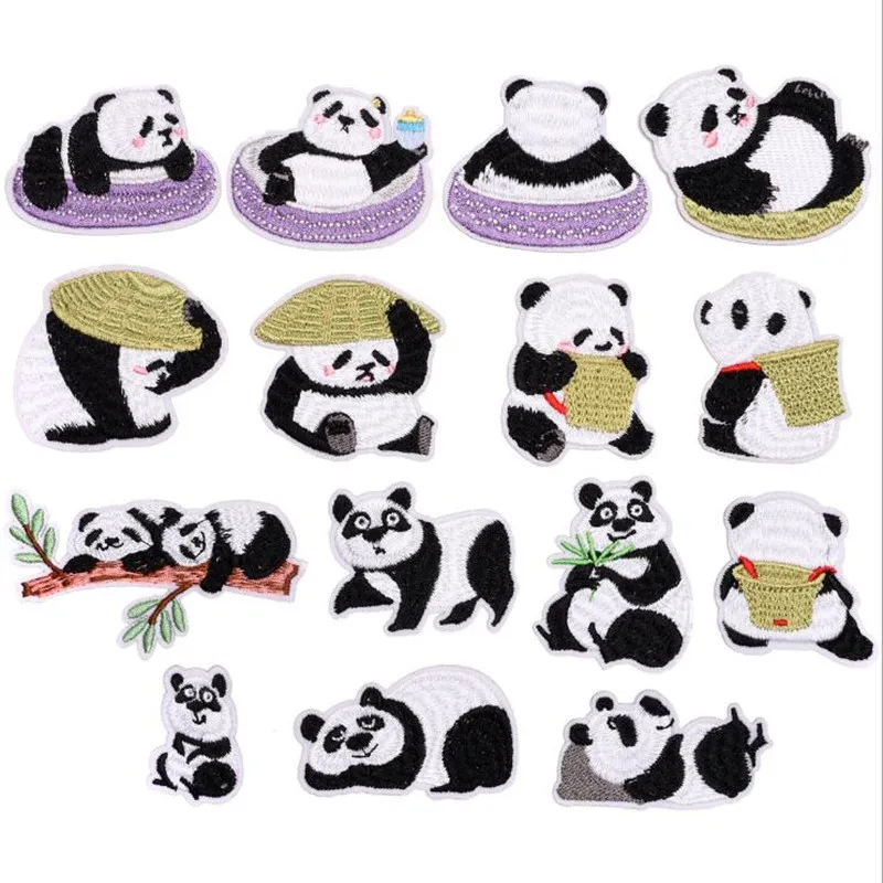 

China animal black white 15 Patch Embroidered Badge Repair Patches For Clothing Iron On For Close Shoes Bags Badges Embroidery