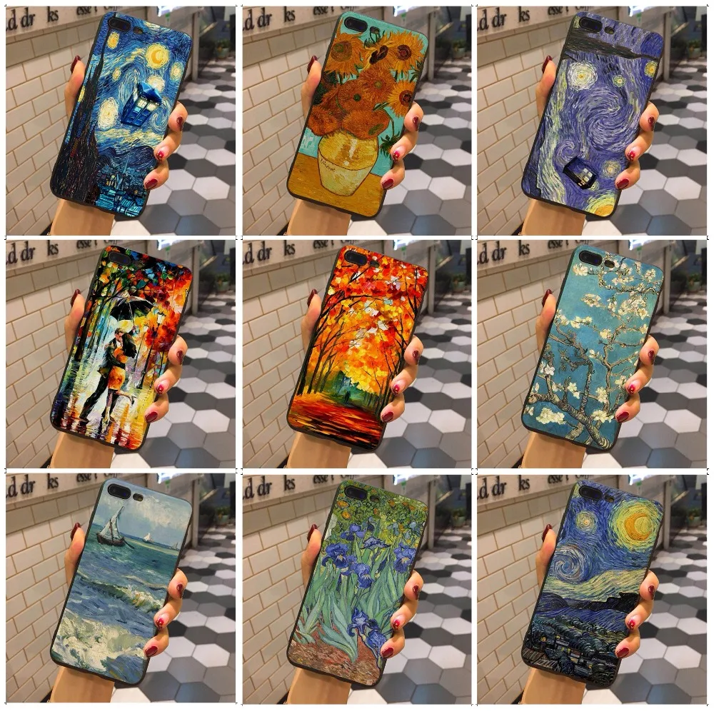 

MaiYaCa DIY Painted Beautiful Phone case Accessories For iPhone 6 7 8 plus x xs xsMax Case Van Gogh Starry Sky and sunflower