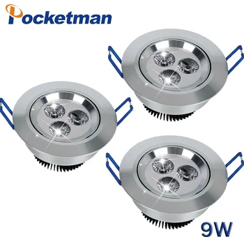 

3pcs Pack 9W LED Downlight Warm White Nature White Pure White Recessed LED Lamp Spot Light AC85-265V Led Ceiling Lamp