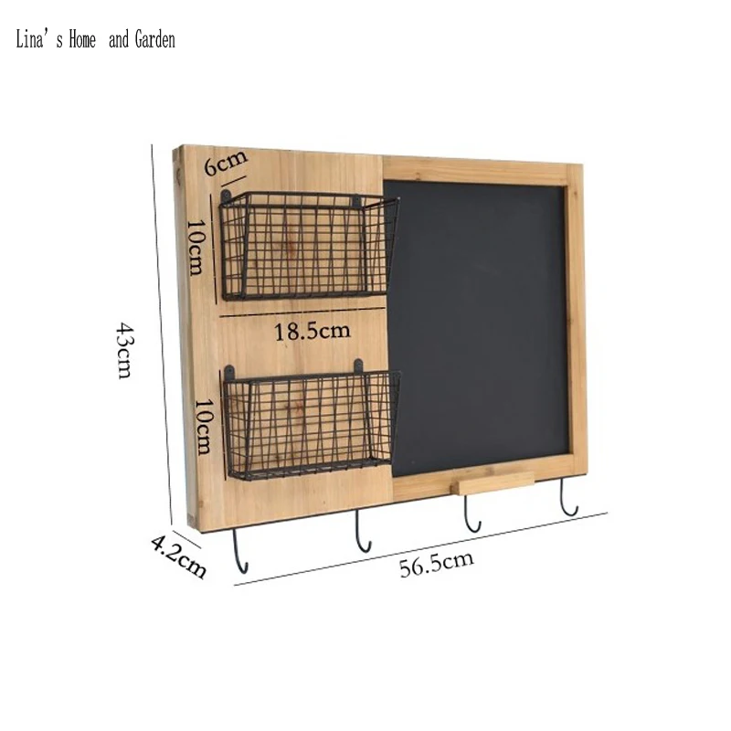 Ручная работа настенный из массива пихты Магнитная Античная Классная доска полка с 2 проволочной корзиной