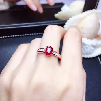 

[MeiBaPJ Natural New Burning Pigeon Blood Ruby Gemstone Fashion Simple Ring for Women Real 925 Sterling Silver Fine Jewelry