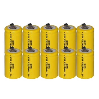 

10PCS Sub C 4/5SC 1.2V rechargeable battery 1800mah ni-mh nimh cell with welding legs pins tab for vacuum cleaner electric drill