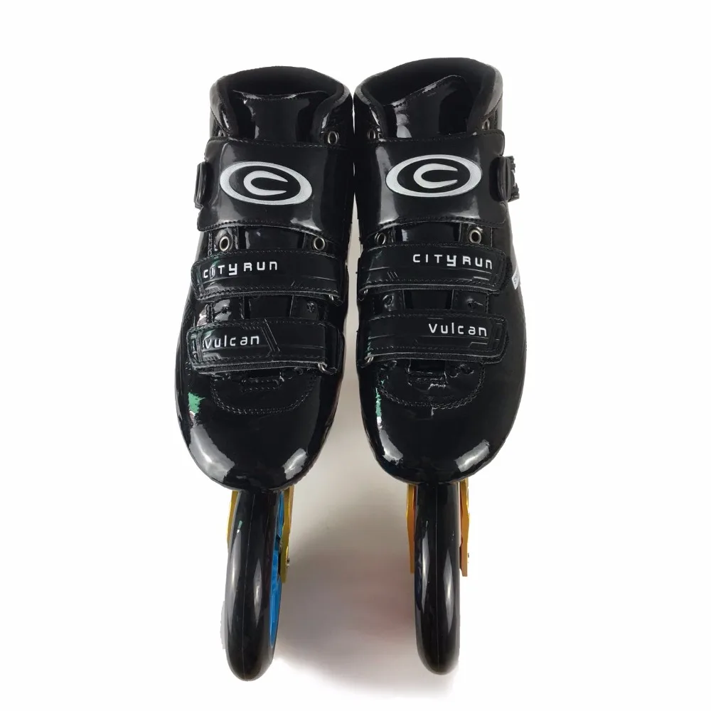 JEERKOOL Cityrun2 المهنية سرعة حذاء تزلج بعجلات الأسطوانة ألياف الكربون أحذية 125 مللي متر عجلات التزلج على الجليد للأطفال الكبار الرجال SH43