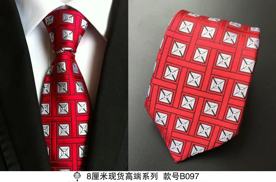 1 шт./лот) шелковый галстук Классический Клетчатый мужской галстук синий галстук-бабочка 8 см corbatas hombre - Цвет: B097