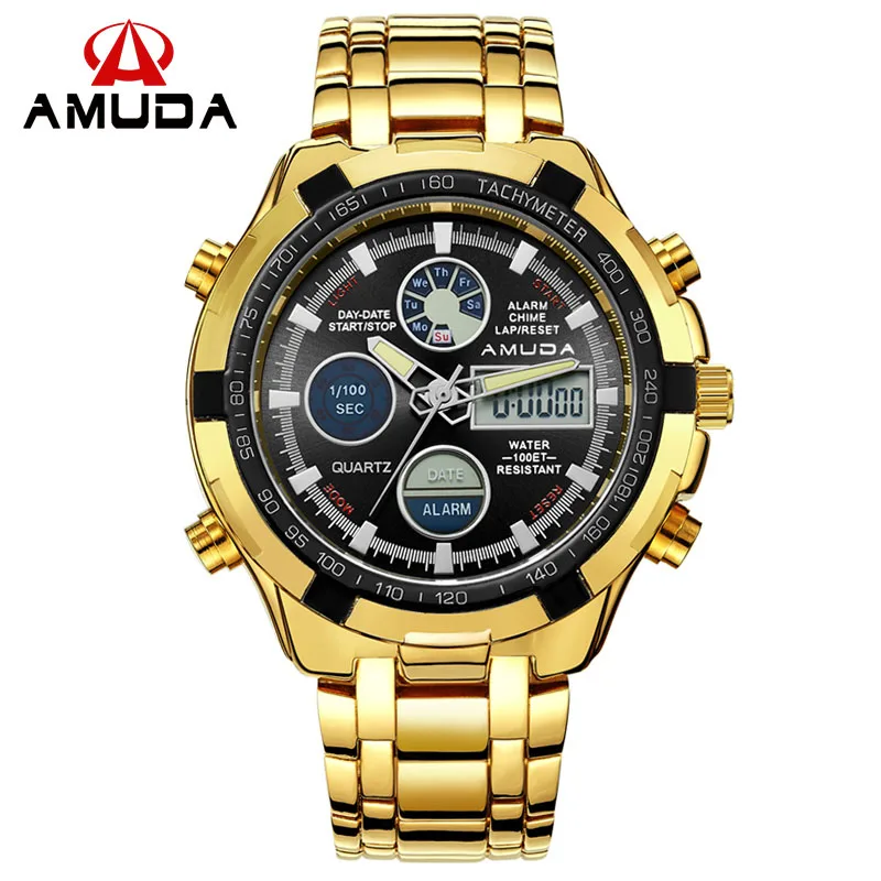 Fashion Digital Watch Full Steel LED Men Sports Watches Day Date