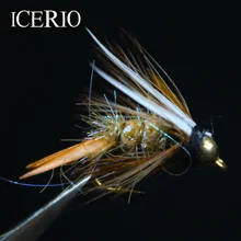 ICERIO 10шт Латунь бусина голова Принц нимф форель Fly рыболовные приманки #12