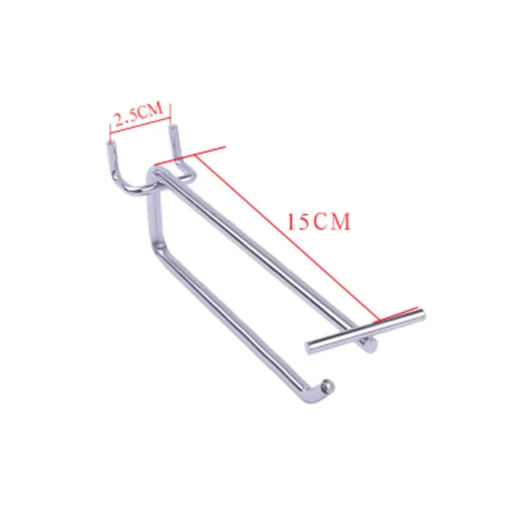 100 шт./лот 5,5 мм стальной Серебряный дисплей для супермаркета крючок pegboard крюк с двойными линиями отверстия Расстояние 2,5 см
