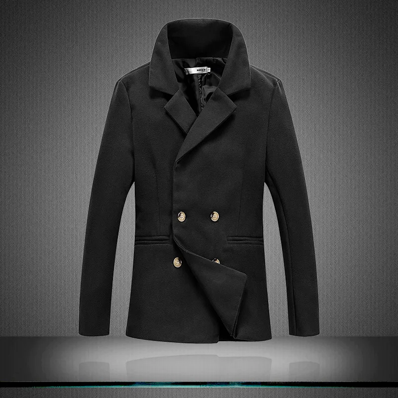 

Trendy New Men's Wool Blends Business Coat Casual Slim Men's Autumn Winter Blends Coat Asian Size M-3XL