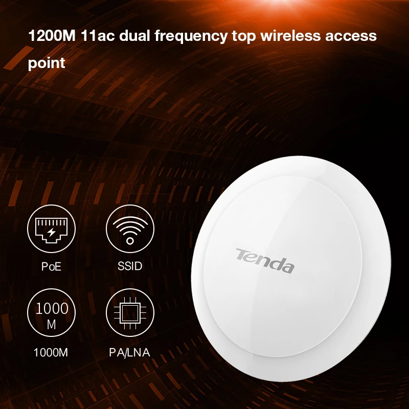 Tenda i22 1200 Мбит/с потолочная точка доступа Wi-Fi 11ac 2,4 г/5 ГГц Крытый AP Wi-Fi ретранслятор Extender маршрутизатор 802.3af POE Мощность адаптер