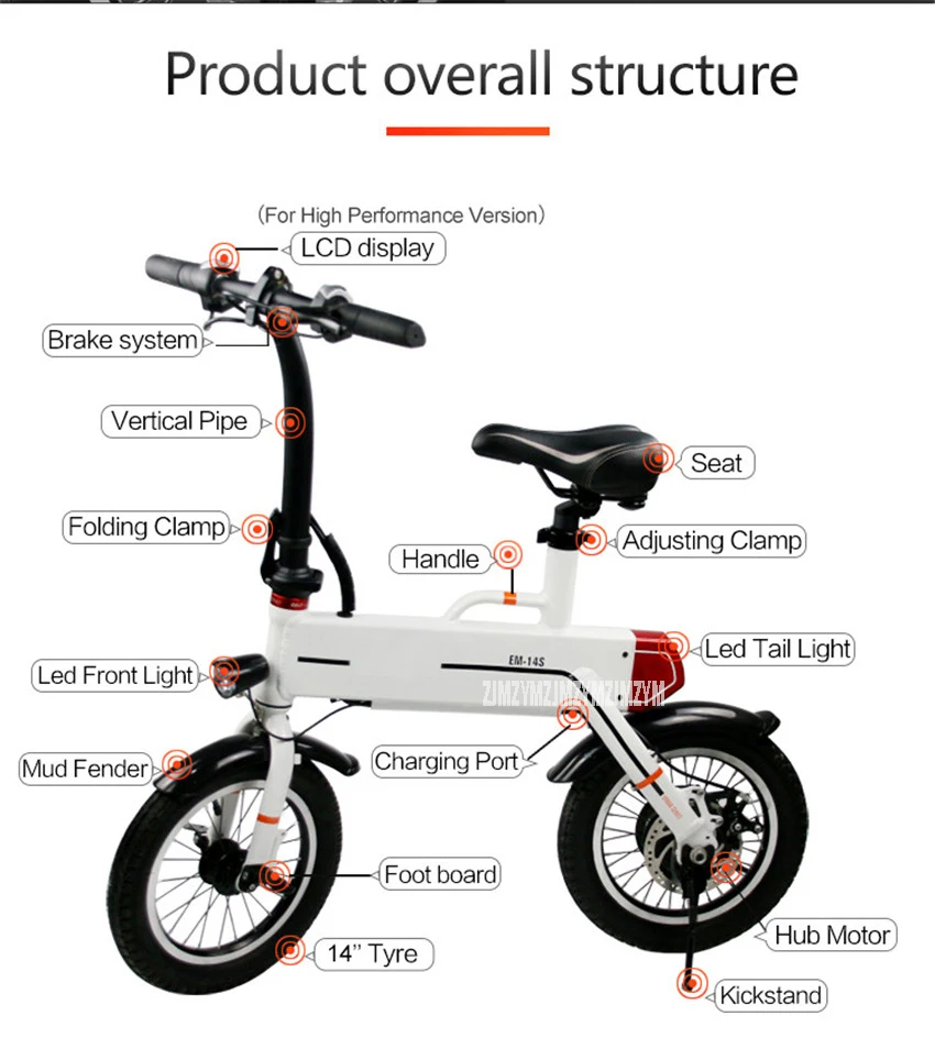 Discount Electric Bike 14 Inch Foldabe Folding Bicycle Aluminum Alloy Mini Electric Ebike Smart Bike Max Mileage 20km EM-14S 36V 240W 9