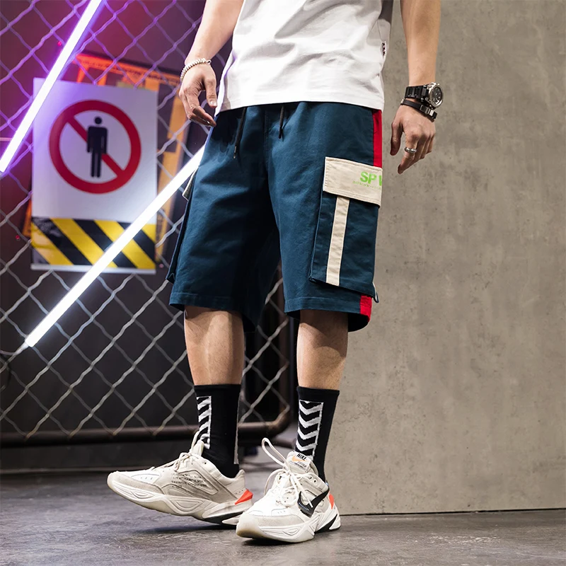 Мужские шорты спортивные хип-хоп летние военные хлопковые мужские бермуды m-xxxl повседневные свободные мужские винтажные хип-хоп шорты