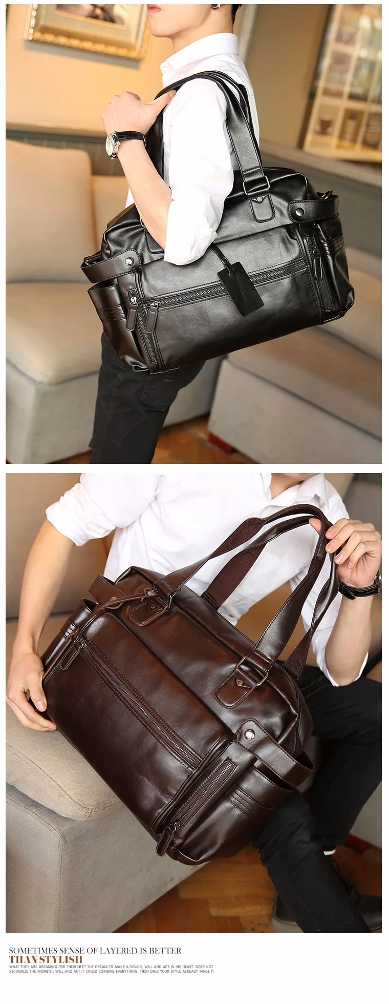 Молодежная модная мужская кожаная дорожная сумка, винтажные сумки для путешествий, большая мужская дорожная сумка в деловом стиле с плечевым ремнем, сумка для путешествий