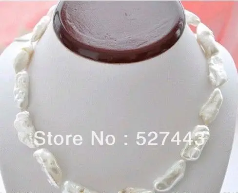 

Wholesale natural 21mm white dens biwa Freshwater cultured pearl necklace 17