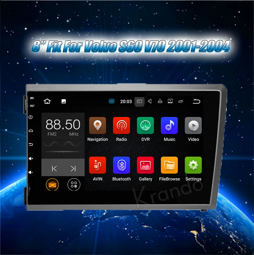 Krando android big screen car navigation system volvo S60  V70 2001 2002 2003 2004