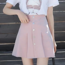 Gumpun юбка женская дикий высокой талией летняя модная юбка плиссе мини юбка женская размера Уличная одежда черная белая кнопка юбка MODIS