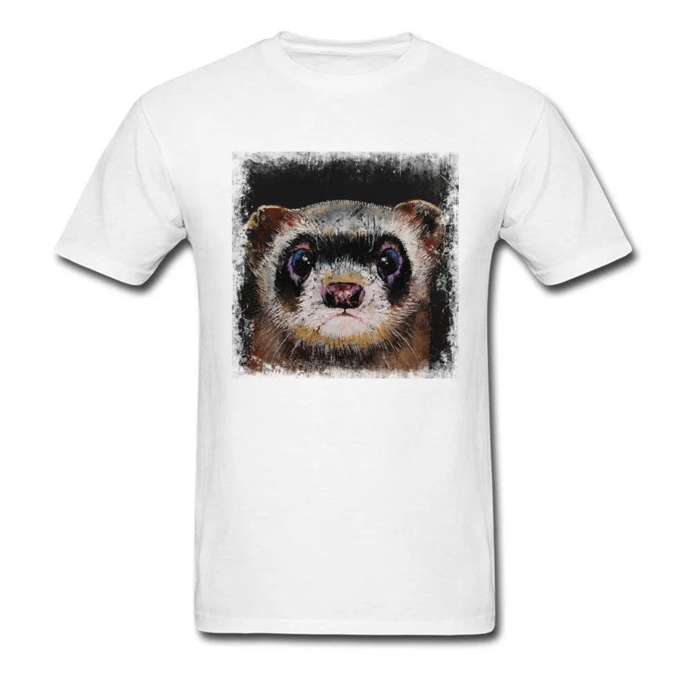 Cheap Mens T-shirts FERRET Casual Tops Shirt 100% Cotton Short Sleeve Birthday Clothing Shirt Crewneck Free Shipping FERRET white