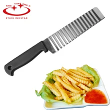 Potato French Fry Cutter Stainless Steel Kitchen Accessories Serrated Blade Easy Slicing Banana Fruits Potato Wave