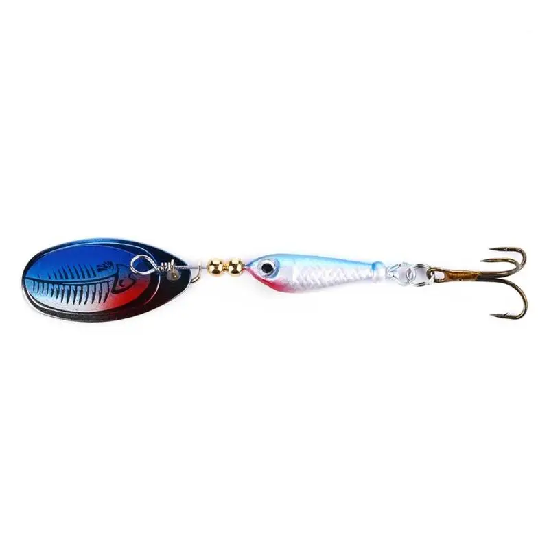 rotating Spinner Bait Sequin Fish Shape Fishing Lure Bionic Artificial Bait Metal Spoon with Treble Hook - Цвет: 1 pcs