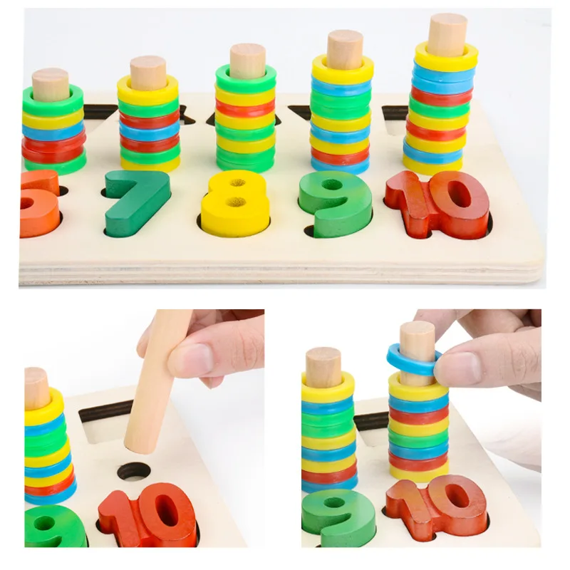 1pcs Wooden Montessori Materials Learning To Count Numbers Matching Digital Shape Match Early Education Teaching Math Toys