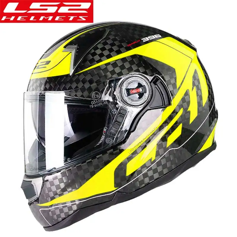 LS2 carbon fiber helmet full helmet motorcycle helmet anti-fog lens double lens adjustable FF396