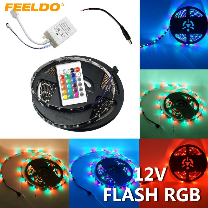 FEELDO DC12V Auto/Car RGB 500CM 5m 3528SMD 300LED Waterproof Car LED
