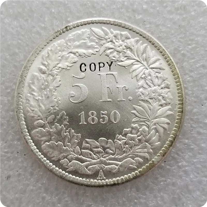 1850 Швейцария 5 Франковская Монета КОПИЯ