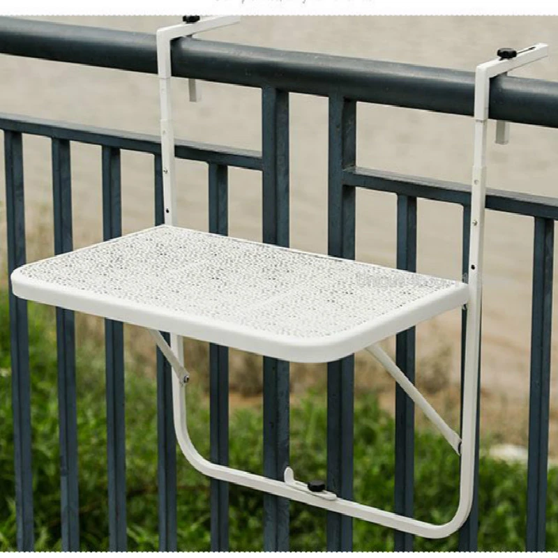 Mesa colgante metal para balcón, barandilla de hierro forjado, mesa plegable de jardín, mini colgante de pared simple europea|Mesas de exterior| - AliExpress