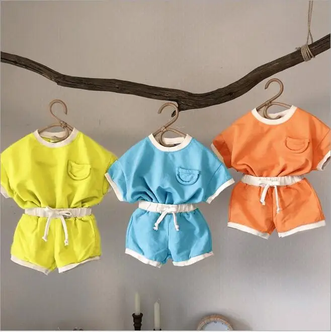 

2019 Wholesale New Girls 2 Pcs Set T-Shirt+ShortsCotton Summer Girls Suits 2-7t PT970