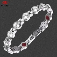Moocare женский браслет из нержавеющей стали, браслет с магнитной подвеской, кристалл, женские браслеты из серебряного розового золота