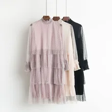 2018 spring new female dot color Long Sleeve Mesh Princess Pompom Ruffle Long Cake Dress women's ball gown dresses chrimas 2018 spring new female dot color Long Sleeve Mesh Princess Pompom Ruffle Long Cake Dress women's ball gown dresses chrimas