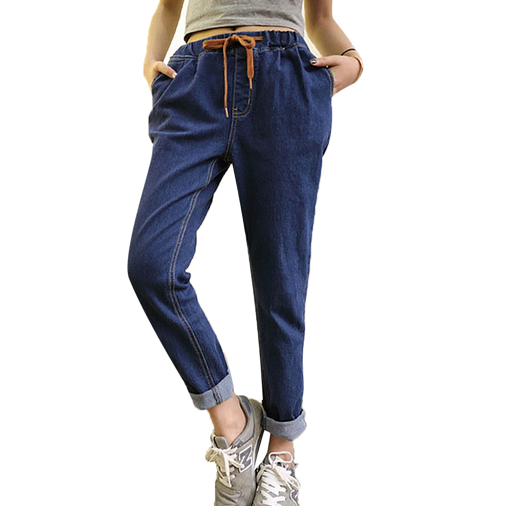 2016 Women Pants Jeans Summer Elastic Waist Vintage Denim Jeans Leisure