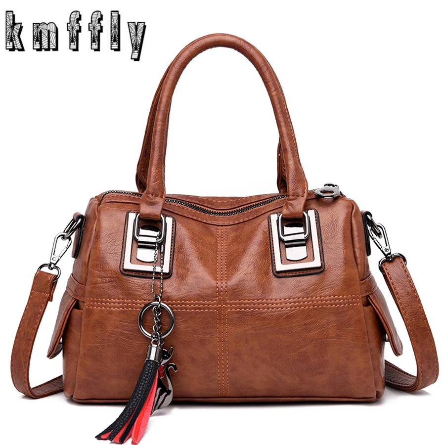 

Vintage Leather Ladies HandBags Women Messenger Bags TotesTassel Designer Crossbody Shoulder Bag Boston Hand Bags Sac a main