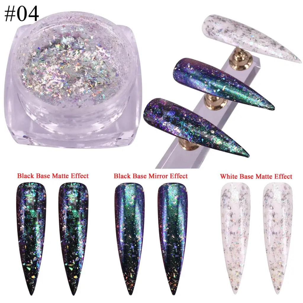 

YWK Chameleon Holographic Nail Flakes 0.1g Laser Powder Flakies Sequins Paillette Manicure Nail Art Decorations