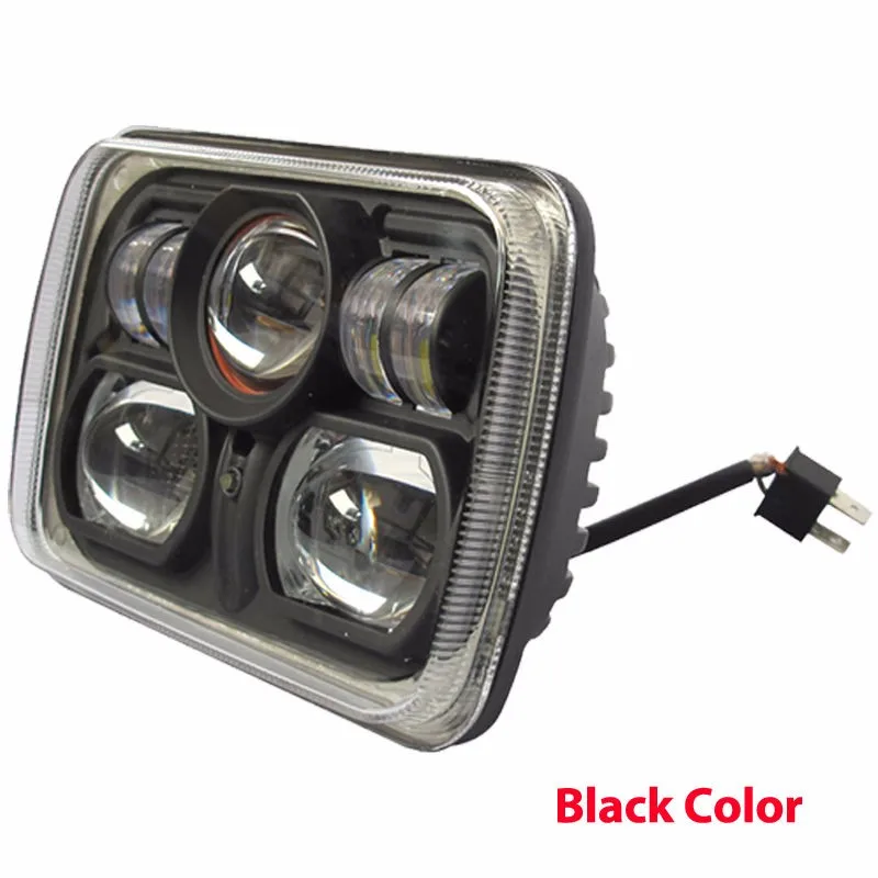 Square Pair 7x6 LED Headlights H4 Light for Jeep Wrangler YJ Cherokee Comanche lr