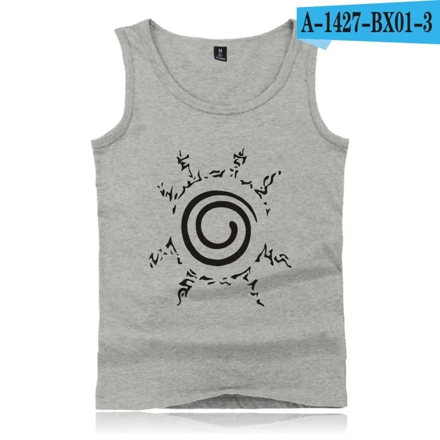 gray Наруто Uzumaki хлопковые спортивные Тэнк-топы негабаритный Летний жилет Повседневная harajuku Фитнес Майка мужская бодибилдинг без рукавов рубашка 4XL - Цвет: gray
