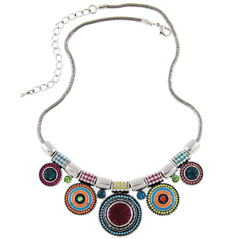 Image Free Shipping 2014 Spring New Arrival Women Fashion Silver Plated Shiny Rhinestone Statement Choker Necklace Ethnic Jewelry