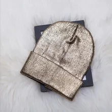 Seioum модная зимняя женская шапка для девочек Skullies Beanies теплые шапки женские толстые золотые штампованные шерстяные однотонные вязаные Кепка унисекс