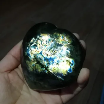 

2019 hot 75-80MM sale 100% natural labrador stone rare purple aura healing heart gift Free shipping