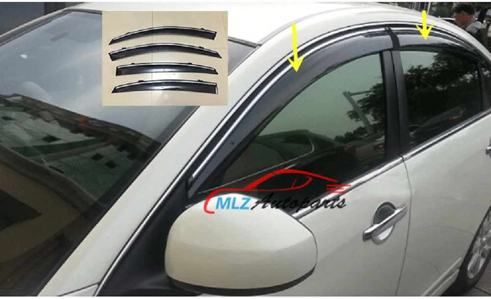

Window Rain Deflector Visor Super 4pcs set Vent Shade Sun Guard Shield For INFINITI FX 35 37 50 2009 2010 2011 2012 2013