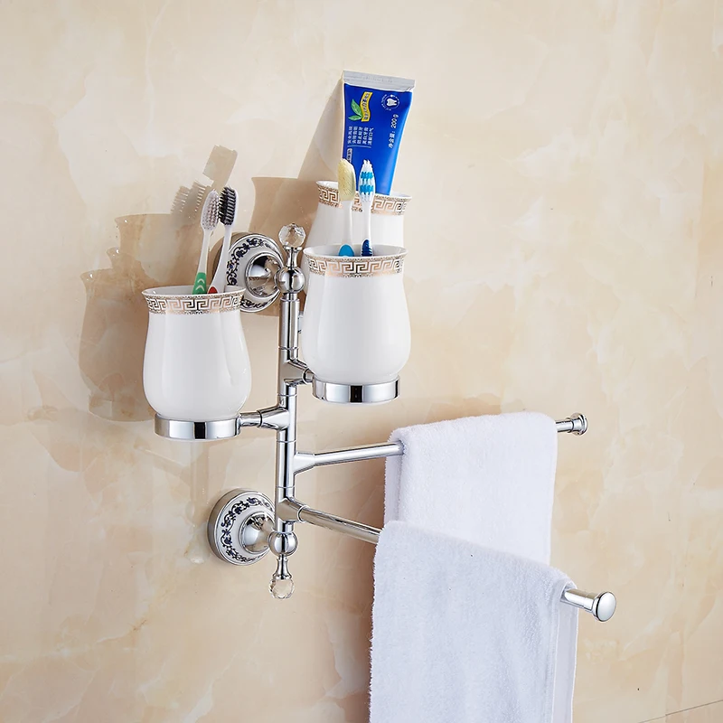 wall mounted porcelain crystal movable Towel Rack wc Towel Bar Toilet