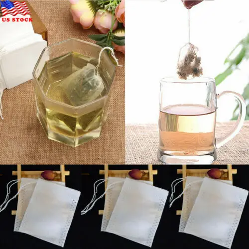 

100x Empty Teabags String Heat Seal Filter Paper Herb Loose Tea Bags Teabag