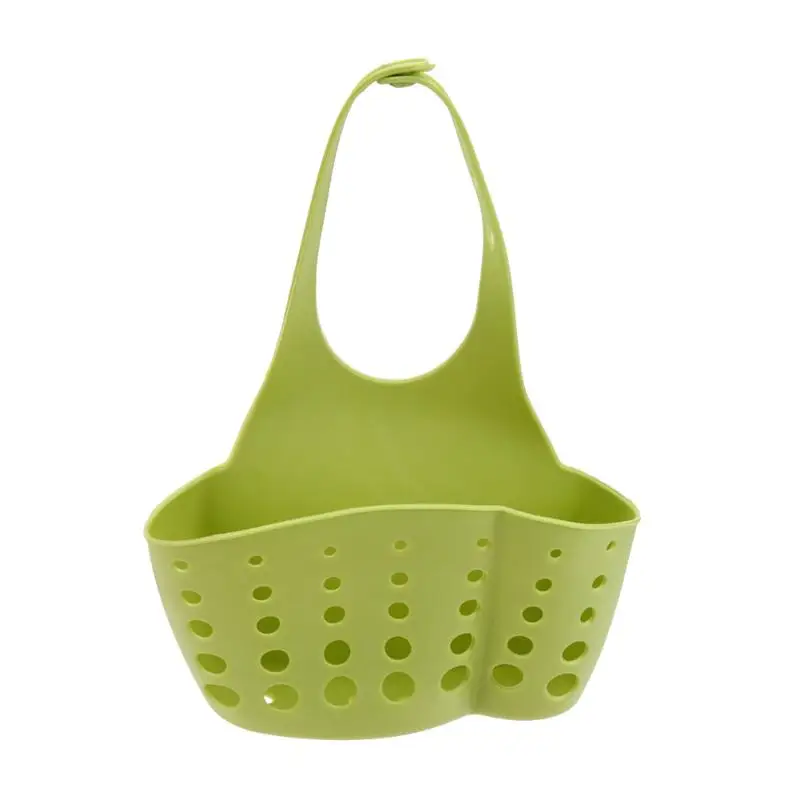 Портативный кухонный Органайзер, губка, держатель для слива, пластиковая стойка для хранения губок, корзина для мытья, тканевая полка, висячая сумка для слива - Цвет: Зеленый