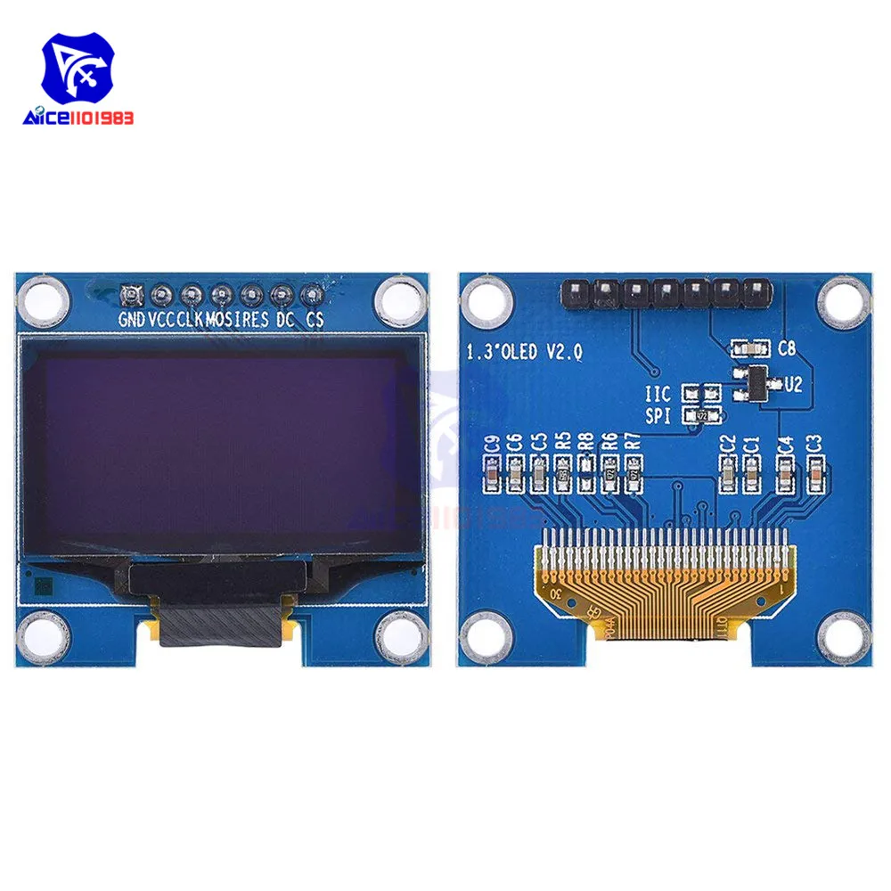 Display OLED 1.3" 128x64 Per Arduino - Modulo SSD1106 SPI, Bianco, Compatibile Con AVR, PIC, STM32 - Foto 5