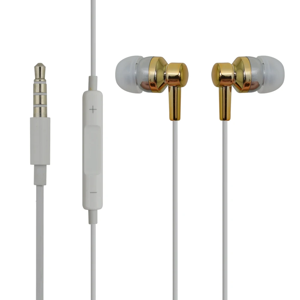 10PCS a lot Universal Wired golden shining headset music earbud