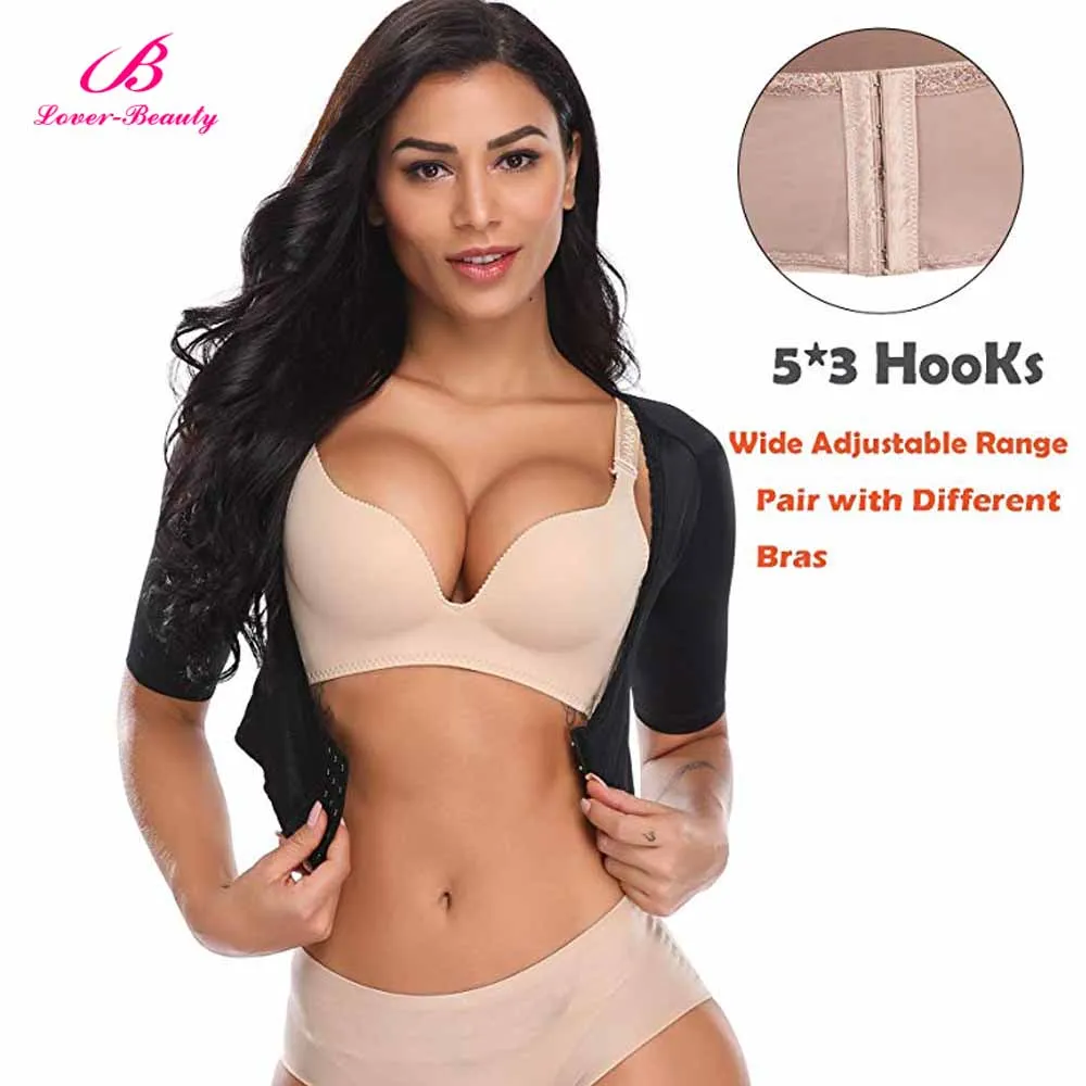 Günstig Liebhaber Schönheit frauen Shapewear Tops Abnehmen Compression Short Sleeve Crop Top Arm Shapers Push up Brust Haltung Corrector