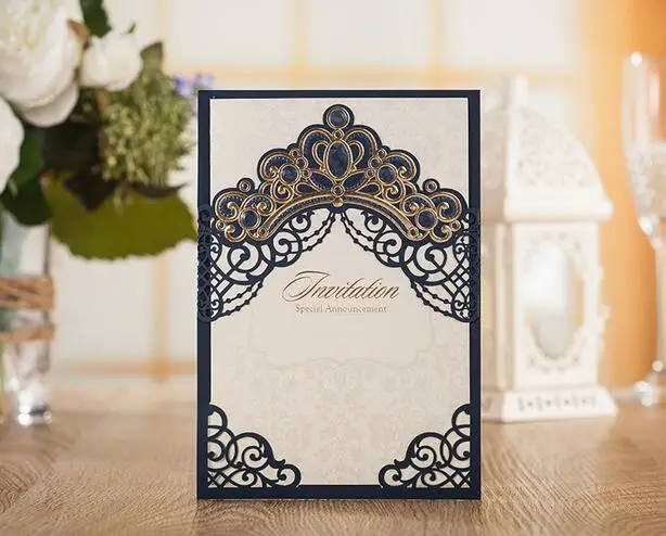 Customization 50pcs Luxurious Elegant Navy Blue Wedding