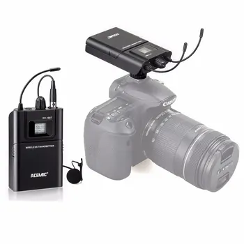 

Acemic DV-100 Transmitter Receiver Mic True Diversity Interview Wireless Microphone System Special designed for DSLR Carema DV